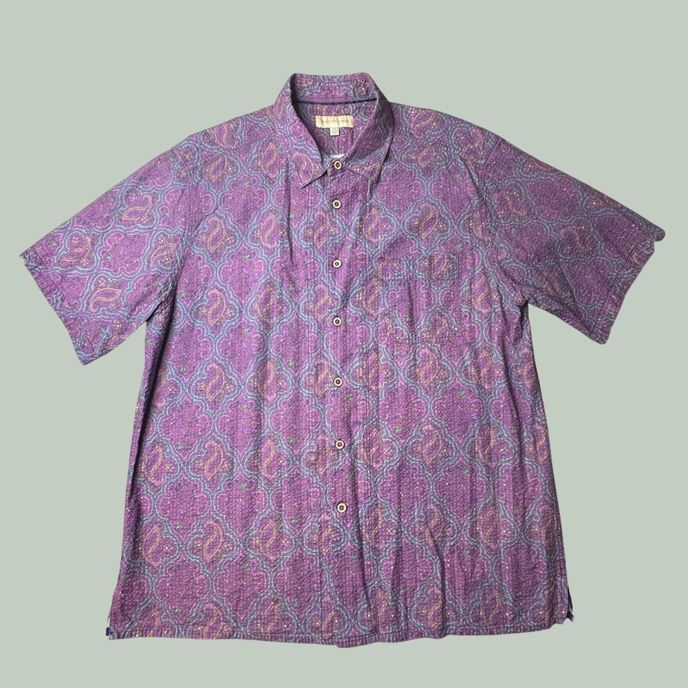 Territory Ahead Shirt Mens XL 145125 Purple Paisley Seersucker Button Down
